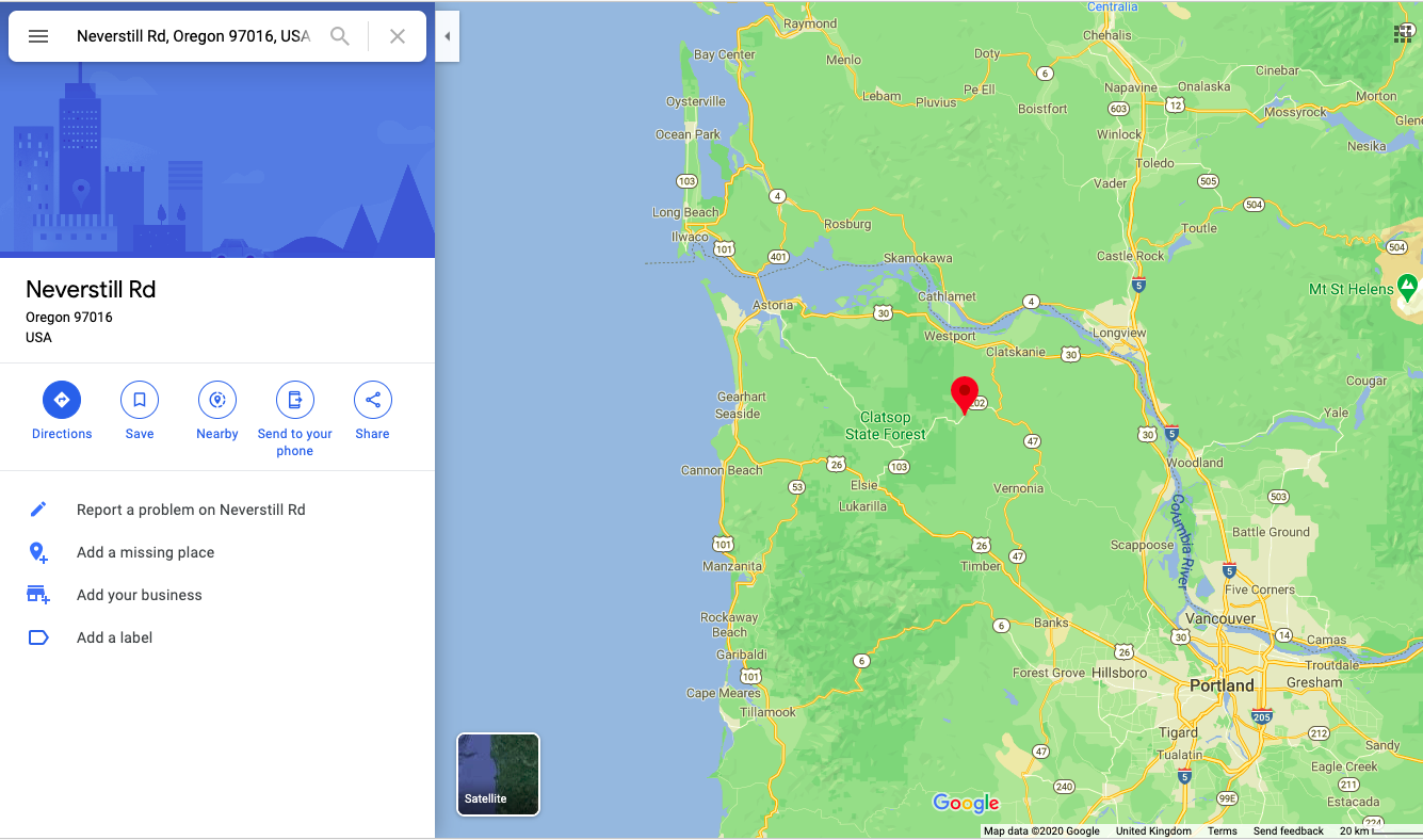 Neverstill Road, 97016, Oregon